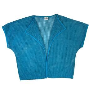 Catalina Teal Mesh Swim Cover-Up Cropped Top Festival Y2K Beach to Brunch Sz M